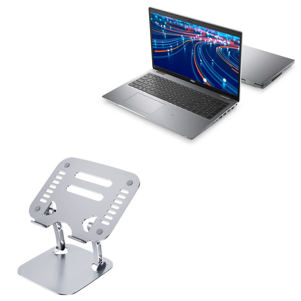 BoxWave Stand and Mount Compatible with Dell Latitude 5520 - Executive VersaView Laptop Stand, Ergonomic Adjustable Viewing Angle Metallic Riser - Metallic Silver