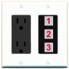 RiteAV Custom Wall Plate 3 Port, Outlet, White/Black, Choose HDMI Coax 3.5mm Banana Cat5/6 Phone RCA Speaker Toslink USB view 1