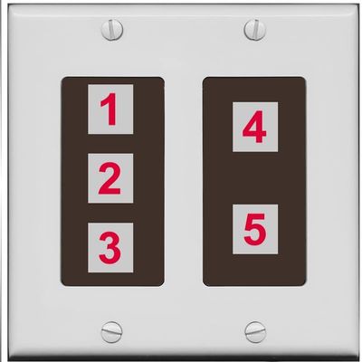 RiteAV Custom Wall Plate 5 Port, 2 Gang, Gray/Brown, Choose HDMI Coax 3.5mm Banana Cat5/6 Phone RCA Speaker Toslink USB