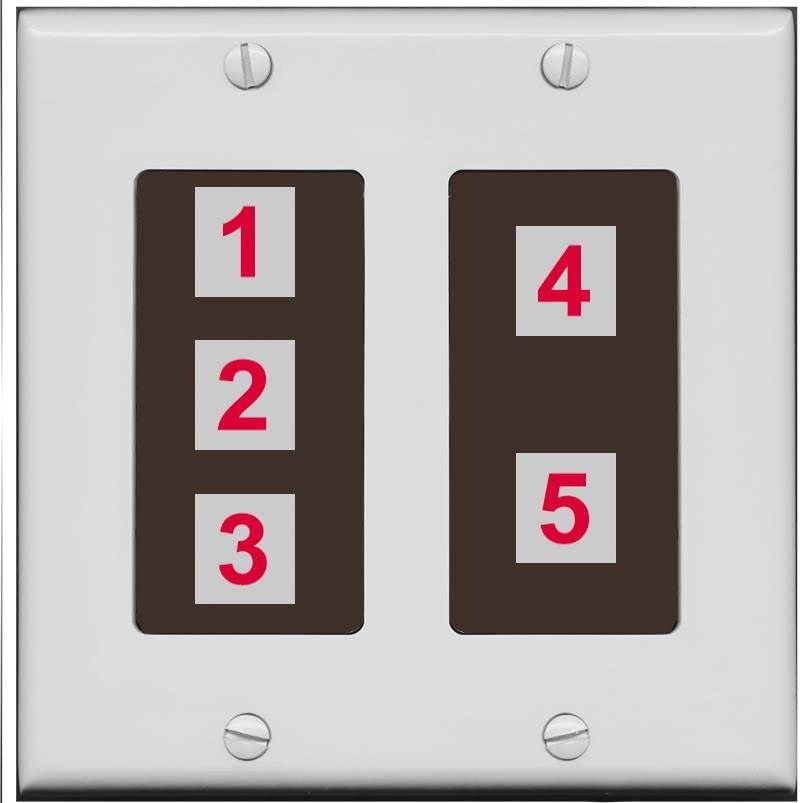RiteAV Custom Wall Plate 5 Port, 2 Gang, Gray/Brown, Choose HDMI Coax 3.5mm Banana Cat5/6 Phone RCA Speaker Toslink USB