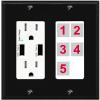 RiteAV Custom Wall Plate 5 Port, USB Charger, Black/White, Choose HDMI Coax 3.5mm Banana Cat5/6 Phone RCA Speaker Toslink USB view 1
