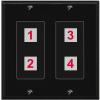 RiteAV Custom 4 Port Custom Wall Plate, 2 Gang, Black/Black, Choose HDMI Coax 3.5mm Banana Cat5/6 Phone RCA Speaker Toslink USB view 1