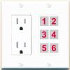 RiteAV 6 Port Custom Wall Plate, Tamper-Resistant, White/White, Choose HDMI Coax 3.5mm Banana Cat5/6 Phone RCA Speaker Toslink USB view 1