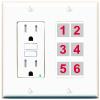 RiteAV 6 Port Custom Wall Plate, GFCI, White/White, Choose HDMI Coax 3.5mm Banana Cat5/6 Phone RCA Speaker Toslink USB view 1