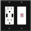 RiteAV Custom Wall Plate 1 Port, USB Charger, Black/White, Choose HDMI Coax 3.5mm Banana Cat5/6 Phone RCA Speaker Toslink USB view 1