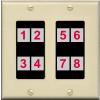 RiteAV Custom Wall Plate 8 Port, 2 Gang, Ivory/Black, Choose HDMI Coax 3.5mm Banana Cat5/6 Phone RCA Speaker Toslink USB view 1