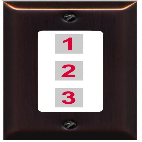RiteAV Custom Wall Plate 3 Port, 1 Gang, Bronze/White, Choose HDMI Coax 3.5mm Banana Cat5/6 Phone RCA Speaker Toslink USB