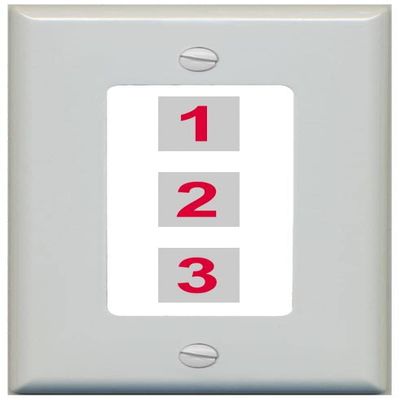 RiteAV Custom Wall Plate 3 Port, 1 Gang, Gray/White, Choose HDMI Coax 3.5mm Banana Cat5/6 Phone RCA Speaker Toslink USB