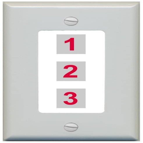 RiteAV Custom Wall Plate 3 Port, 1 Gang, Gray/White, Choose HDMI Coax 3.5mm Banana Cat5/6 Phone RCA Speaker Toslink USB