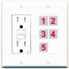 RiteAV Custom Wall Plate 5 Port, GFCI, White/White, Choose HDMI Coax 3.5mm Banana Cat5/6 Phone RCA Speaker Toslink USB view 1