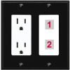 RiteAV Custom Wall Plate 2 Port, Outlet, Black/White, Choose HDMI Coax 3.5mm Banana Cat5/6 Phone RCA Speaker Toslink USB view 1
