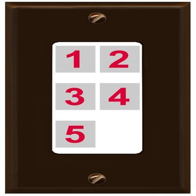 RiteAV Custom Wall Plate 5 Port, 1 Gang, Brown/White, Choose HDMI Coax 3.5mm Banana Cat5/6 Phone RCA Speaker Toslink USB