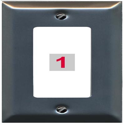 RiteAV Custom Wall Plate 1 Port, 1 Gang, Stainless/White, Choose HDMI Coax 3.5mm Banana Cat5/6 Phone RCA Speaker Toslink USB