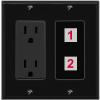 RiteAV Custom Wall Plate 2 Port, Outlet, Black/Black, Choose HDMI Coax 3.5mm Banana Cat5/6 Phone RCA Speaker Toslink USB view 1