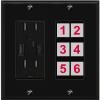 RiteAV 6 Port Custom Wall Plate, USB Charger, Black/Black, Choose HDMI Coax 3.5mm Banana Cat5/6 Phone RCA Speaker Toslink USB view 1