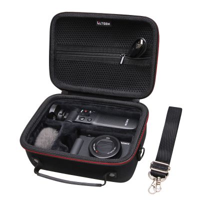 LTGEM Camera Case Compatible with Sony ZV-1F / ZV-1 / ZV-1 II Vlog Digital Camera, Tripod, Microphone and Vlogger Accessory Kit with Shoulder Strap, Black