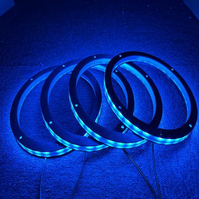 4PCS 8" RGB Car LED Speaker Ring Lights Coxial Speaker Lights Decorative Light Kit Spacer Ring Light Bluetooth App and RF Remote Controlled