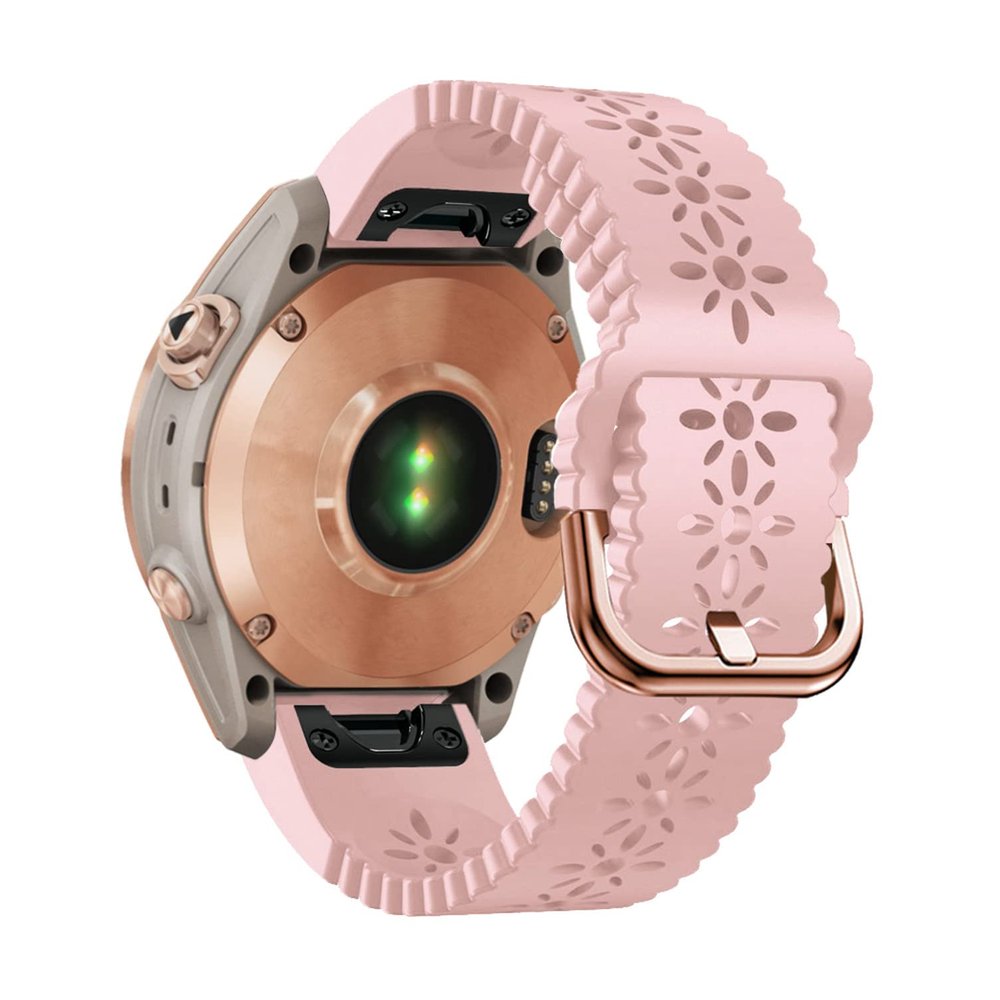 Abanen Lace Silicone Watch Bands for Garmin Fenix 7S / Fenix 6S / Fenix 5S / Instinct 2S, Quick Fit 20mm Soft Silicone Sport Hollowed-out Slim Wrist Strap for epix Pro 42mm (Pink)