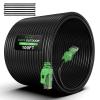 100FT Cat6 Outdoor Ethernet Cable, In-Ground, Heavy Duty Direct Burial, 24AWG CCA Patch Cord for Laptops, PCs, Routers, Printers, Surveillance Camera, PoE, UTP Cat 6 Internet Cable with 25 Cable Ties view 1