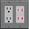 RiteAV Custom 4 Port Custom Wall Plate, Outlet, Stainless/Gray, Choose HDMI Coax 3.5mm Banana Cat5/6 Phone RCA Speaker Toslink USB view 1