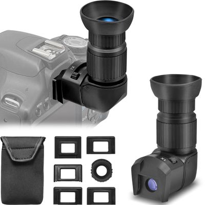 Tydeux Right Angle Viewfinder - 360Rotating and 1X/2.5X Magnification Camera Viewfinder with 6 Mounting Adapters for DSLR Camera Such as Canon, Nikon, Pentax, Minolta, Dynax, Samsung