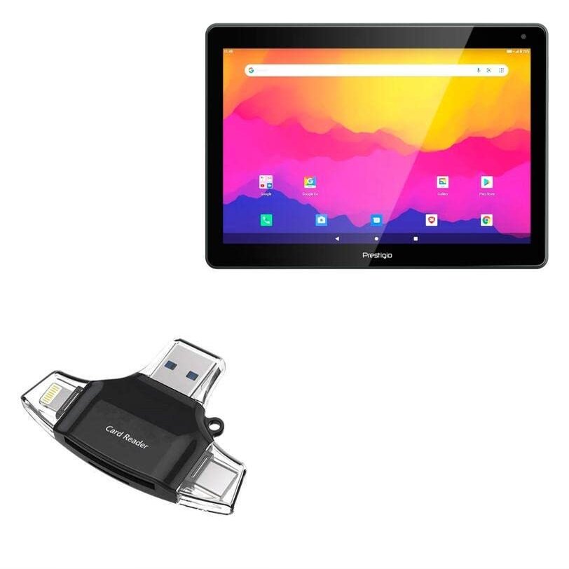 BoxWave Smart Gadget Compatible with Prestigio Muze 4231 - AllReader SD Card Reader, microSD Card Reader SD Compact USB - Jet Black