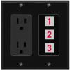 RiteAV Custom Wall Plate 3 Port, Outlet, Black/Black, Choose HDMI Coax 3.5mm Banana Cat5/6 Phone RCA Speaker Toslink USB view 1
