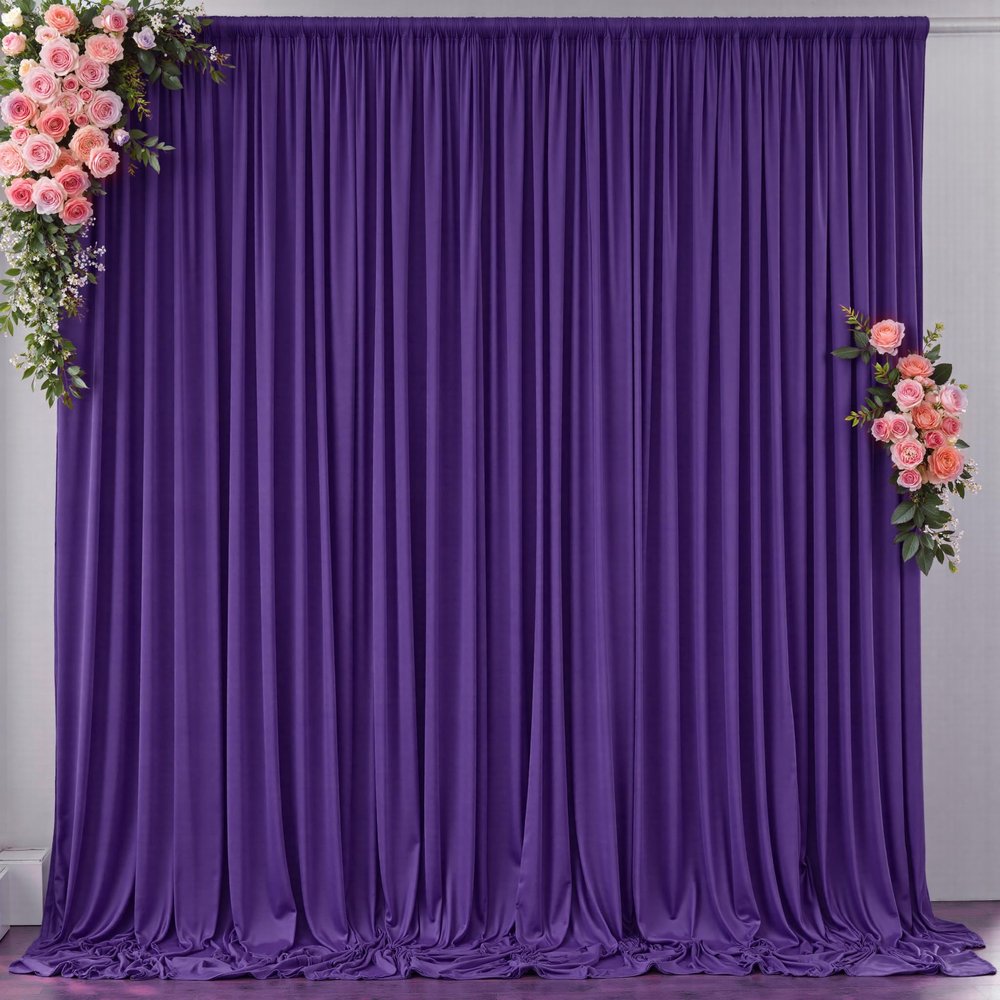 10 ft x 8 ft Wrinkle Free Purple Backdrop Curtain for Parties, Polyester Purple Photo Backdrop Drapes for Wedding Birthday Party Baby Shower,5ft x 8ft,2 Panels