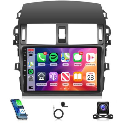 2G+64G Car Radio Carplay for Toyota Corolla 2009 2010 2011 2012 2013, Rimoody Android Car Stereo Android auto GPS WiFi 9 Touch Screen BT/FM HiFi Mirror Link RCA USB SWC Backup Camera
