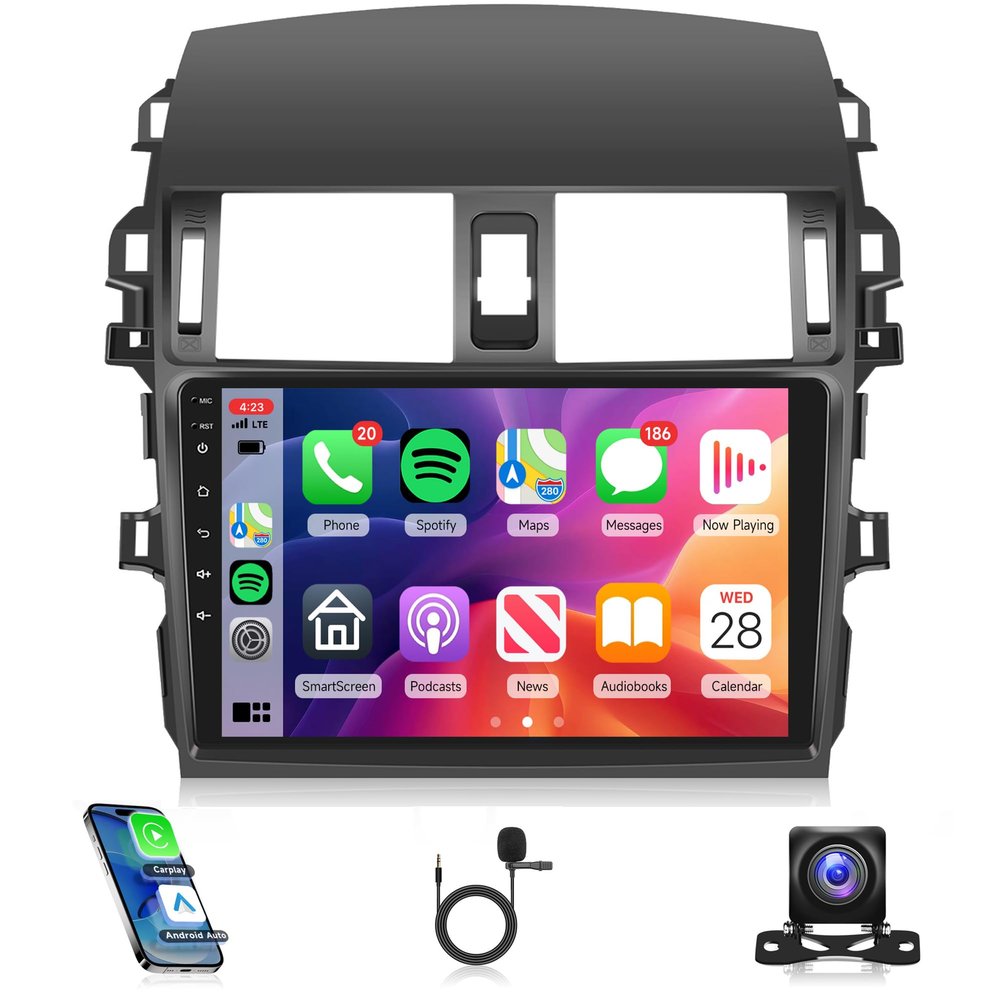 2G+64G Car Radio Carplay for Toyota Corolla 2009 2010 2011 2012 2013, Rimoody Android Car Stereo Android auto GPS WiFi 9 Touch Screen BT/FM HiFi Mirror Link RCA USB SWC Backup Camera