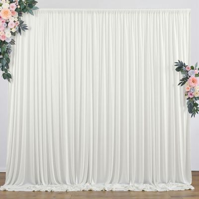 10 ft x 8 ft Wrinkle Free Ivory Backdrop Curtain for Wedding Parties, Polyester Ivory Photo Backdrop Drapes 2 Panels 5x8ft for Baby Shower Photoshoot Engagement Birthday Party Photography Background