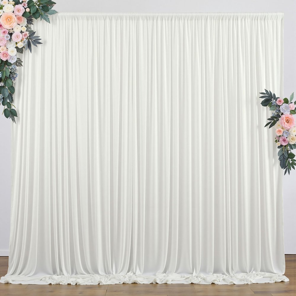 10 ft x 8 ft Wrinkle Free Ivory Backdrop Curtain for Wedding Parties, Polyester Ivory Photo Backdrop Drapes 2 Panels 5x8ft for Baby Shower Photoshoot Engagement Birthday Party Photography Background