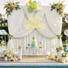 10 ft x 8 ft Wrinkle Free Ivory Backdrop Curtain for Wedding Parties, Polyester Ivory Photo Backdrop Drapes 2 Panels 5x8ft for Baby Shower Photoshoot Engagement Birthday Party Photography Background view 2