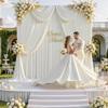 10 ft x 8 ft Wrinkle Free Ivory Backdrop Curtain for Wedding Parties, Polyester Ivory Photo Backdrop Drapes 2 Panels 5x8ft for Baby Shower Photoshoot Engagement Birthday Party Photography Background view 4
