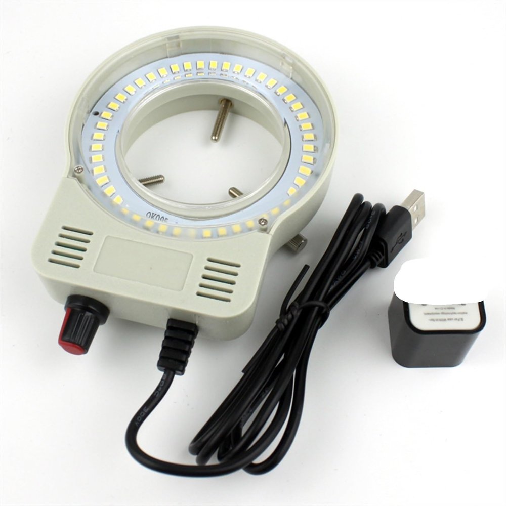 Microscope Kit Microscope Ring Light Adjustable 48 LED Illuminator- 110-220V USB Output Adjustable Ring Light Iluminator Lamp For Industry Stereo Microscope Industrial Camera Magnifier Microscope Lens