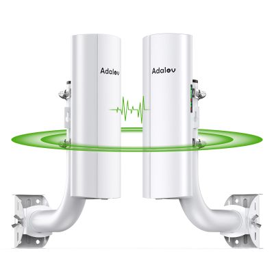 AdaLov CPE366 Gigabit Wireless Bridge with Mounts, 5.8G Point to Point WiFi Bridges, Outdoor 3KM Network Extension, Network Sharing for Barn, Garage, Farm, CCTV/IP Camera, Compatible with Starlink