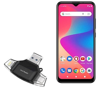 BoxWave Smart Gadget Compatible with BLU G50 Plus - AllReader SD Card Reader, microSD Card Reader SD Compact USB - Jet Black