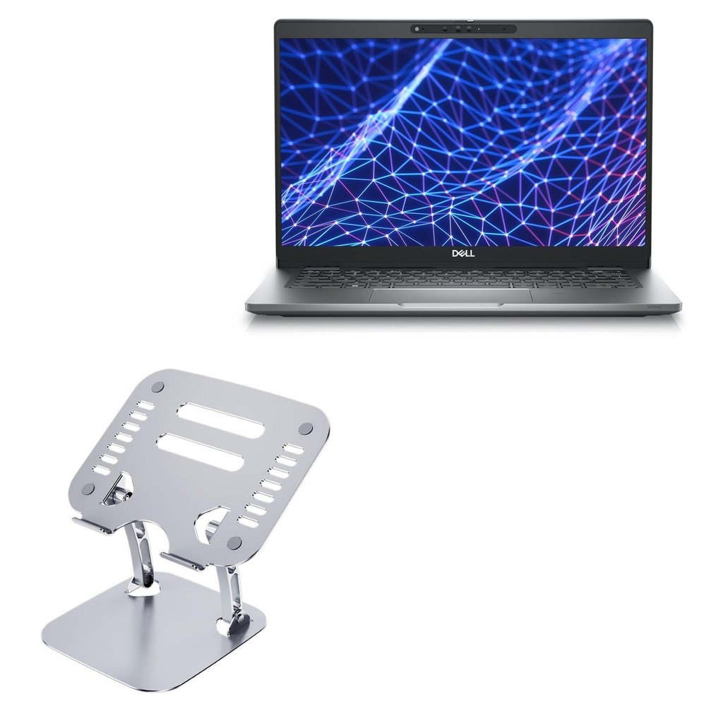 BoxWave Stand and Mount Compatible with Dell Latitude 5330 - Executive VersaView Laptop Stand, Ergonomic Adjustable Viewing Angle Metallic Riser - Metallic Silver