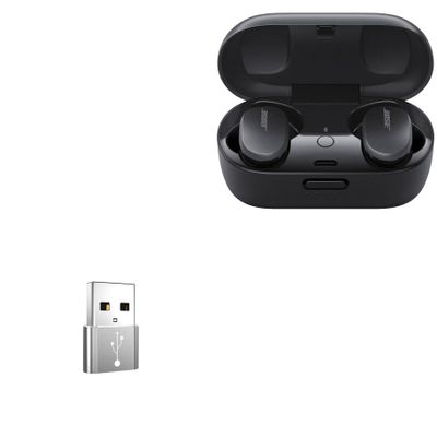 BoxWave Adapter Compatible with Bose QuietComfort Earbuds - USB-A to C PortChanger (5-Pack), Type-C OTG Convert Charging Data Adapter - Metallic Silver