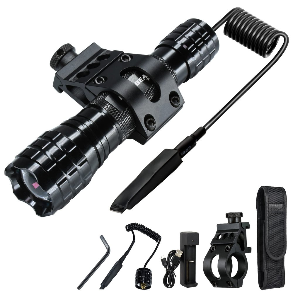 DARKBEAM ir Flashlight Infrared 850nm Lights LED Mini for Night Vision, Rechargeable Portable Tactical ir Illuminator Torch, Focus Adjustable for Hunting, Observation, Search, with Clip
