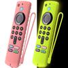 2 Pack Silicone Cover for Stick TV 4K Max Remote Control, Anti Slide Remote Case Cover for Stick TV 4K Protective Sleeve with Lanyard(Pink+Glow Green) view 1