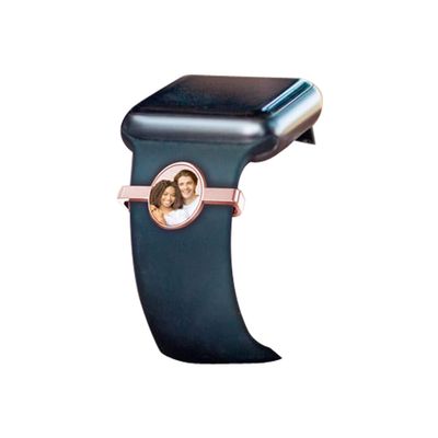 PicturesOnGold.com Smart Watch Photo Charm in Yellow Gold Plated Oval Shape