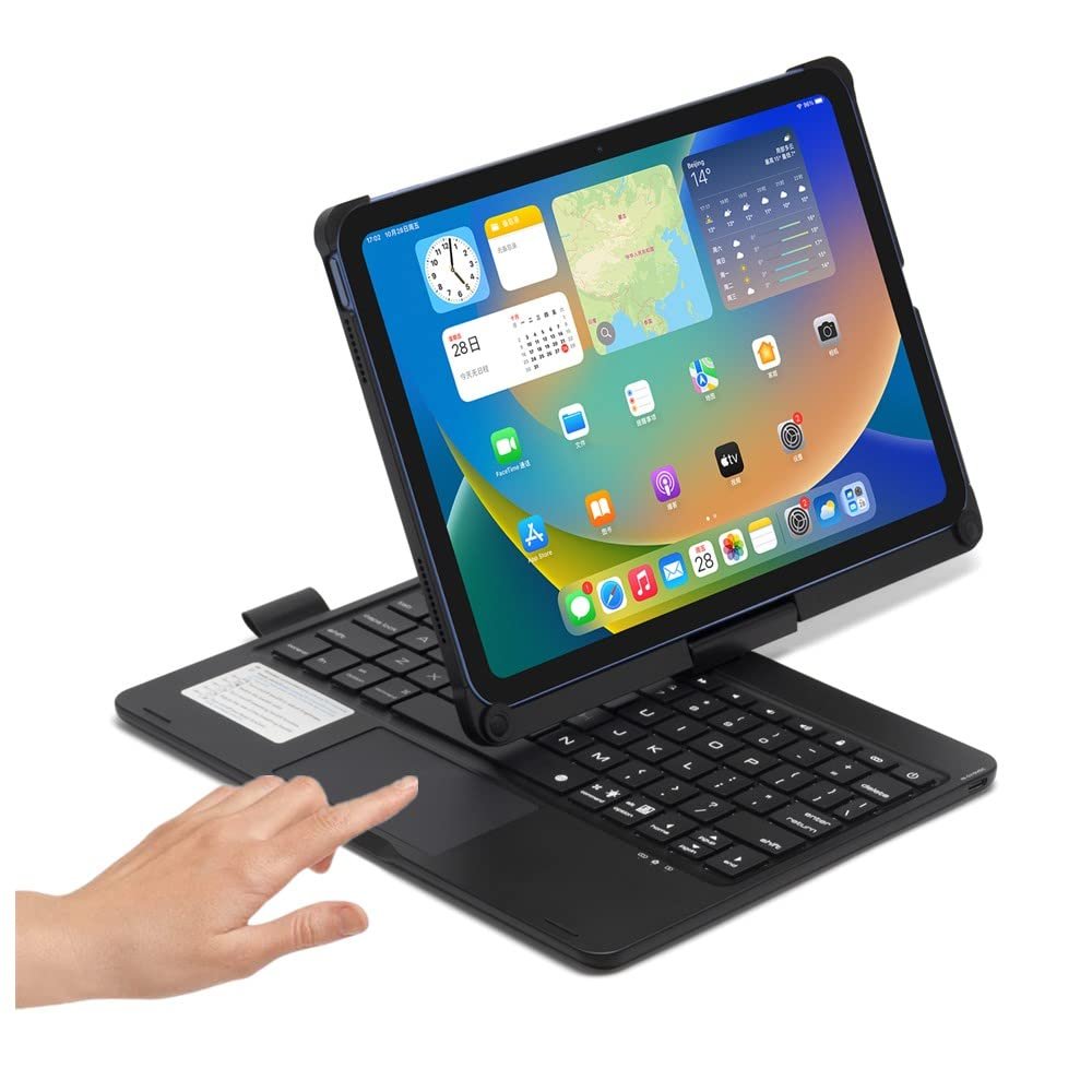 HENGHUI iPad 10th Generation Keyboard Case with TouchPad 360 Rotating Backlight Rotate Fold Bluetooth Foldable Keyboard Cover for iPad 10 2022 10.9 inch (Black)