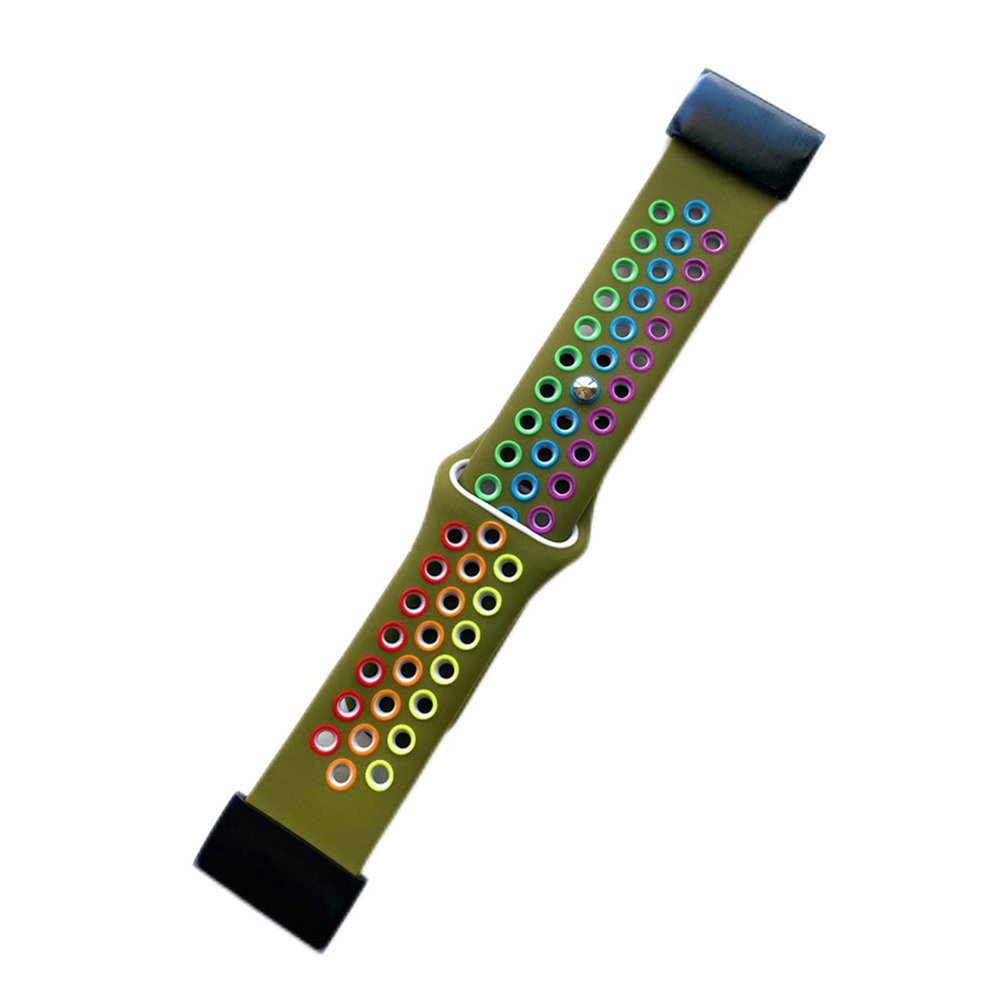 DFAMIN 22 26mm Silicone Watch Band Easy Quick Fit Strap for Garmin Fenix 7 7X /3HR/Fenix 5X/Fenix 5X Plus/S60/D2/MK1/Fenix 5/Fenix 5 Plus (Color : Army Green Rainbow, Size : Fenix 7X)