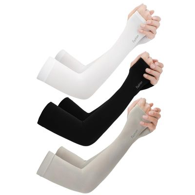 BESPORTBLE Uv Protection Arm Sleeves 3 Pairs Cooling Ice Silk Fabric Sunblock Sleeves for Outdoor Sports Elbow Guard for Men and Women