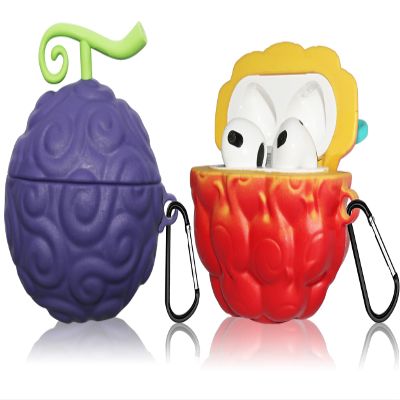 2Pack Cute 3D Cartoon Silicone Protective Case Accessories Set for AirPods 3rd Generation Case Cover 2021 Boy Girl (Purple&Red Yellow Devil Fruit)