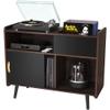 GDLF Record Player Stand with Vinyl Storage,Record Player Table Cabinet with Power Outlet,Holds up to 350 Albums, Turntable Stand with Wood Legs for Living Room,Bedroom,Office view 2