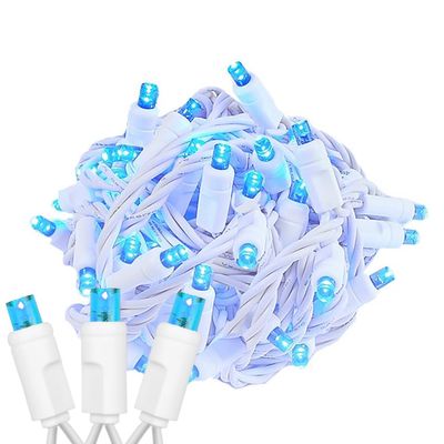 Novelty Lights 25ft Christmas String Lights, 50 Teal LED Bulbs on White Wire, 6" Spacing, Connectable Indoor Outdoor Commercial Grade Lighting for Holidays Patio Weddings