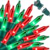 LAMPHOME Super-Bright Extendable Christmas Lights Decoration 100 Lights 19.6ft UL Certified Mini Bulb String Lights for Outdoor Christmas Tree Garden Party Patio Garland Decor (Red+Green) view 1