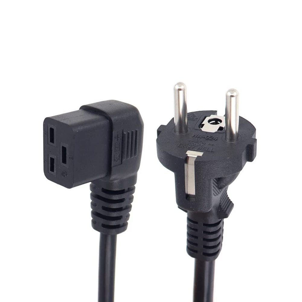 Toptekits CEE7/7 European Schuko to C19 Elbow Plug Power Cords, Euro CEE7 Male Plug to 90-Degree Angle IEC C19 Power Cable, Connected to C20 AC Power Cable Schuko Adapter Lead Cord,16AWG, 3ft/1m